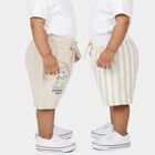 Infants Beige Cotton Half Pant, Beige, small