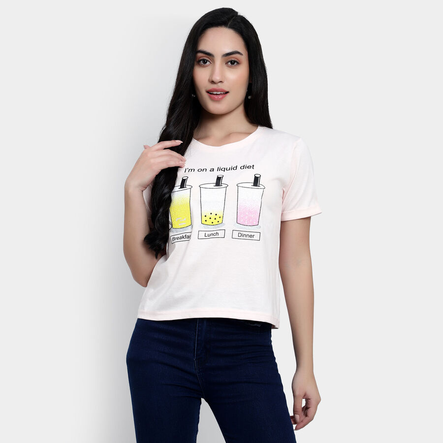Round Neck T-Shirt, Light Pink, large image number null