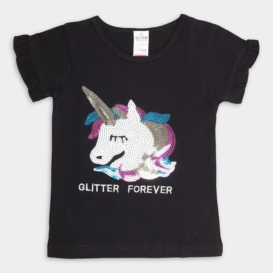 Girls' 100% Cotton T-Shirt, Black, large image number null