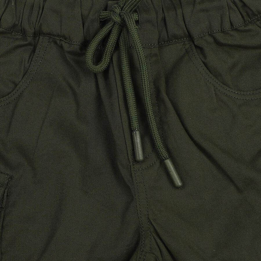 Boys Green Regular Fit Casual Bermuda Shorts, Dark Green, large