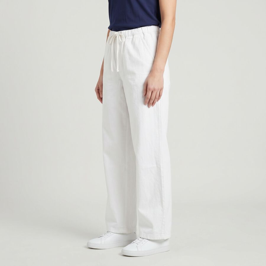 Women's White Straight Fit Drawstring Waist Jeans, White, large