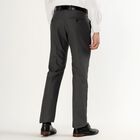 Men's Charcoal Grey Slim Fit Flat-Front Formal Trousers, Dark Grey, small