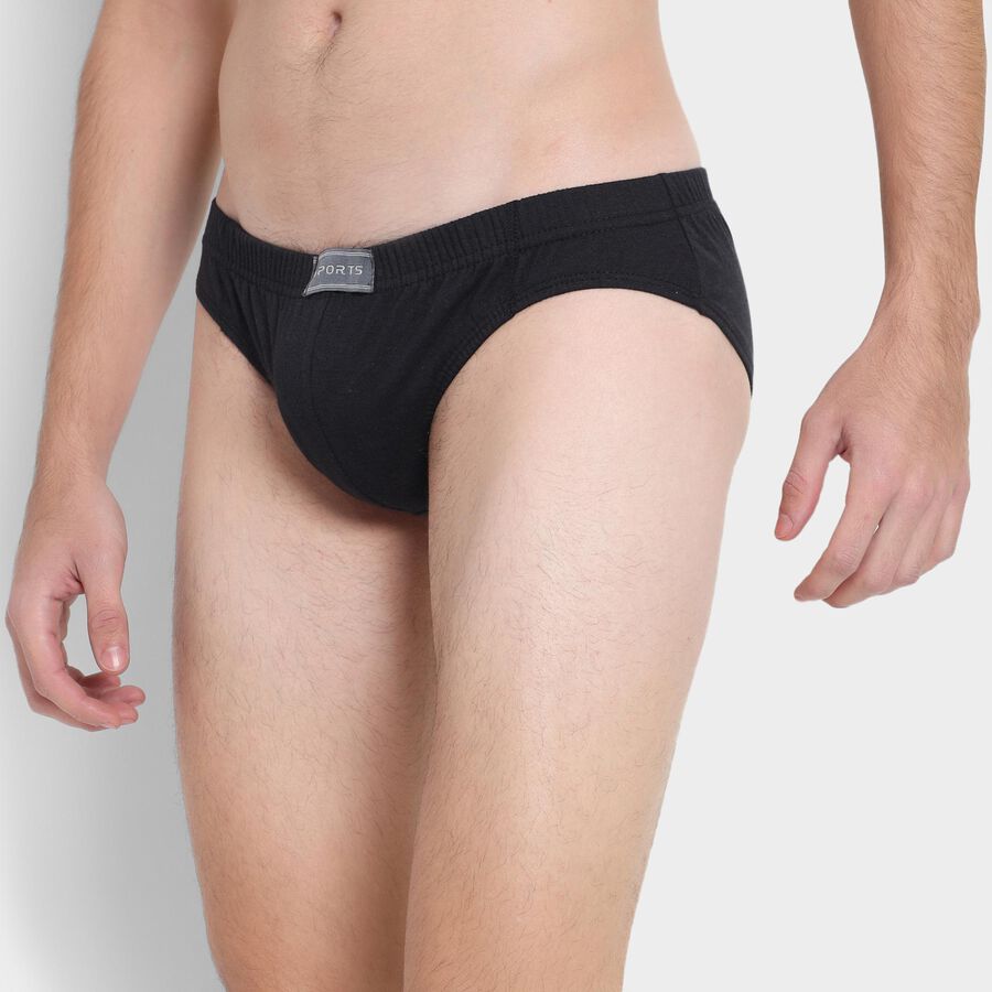 Men's 100% Cotton Briefs , काला, large