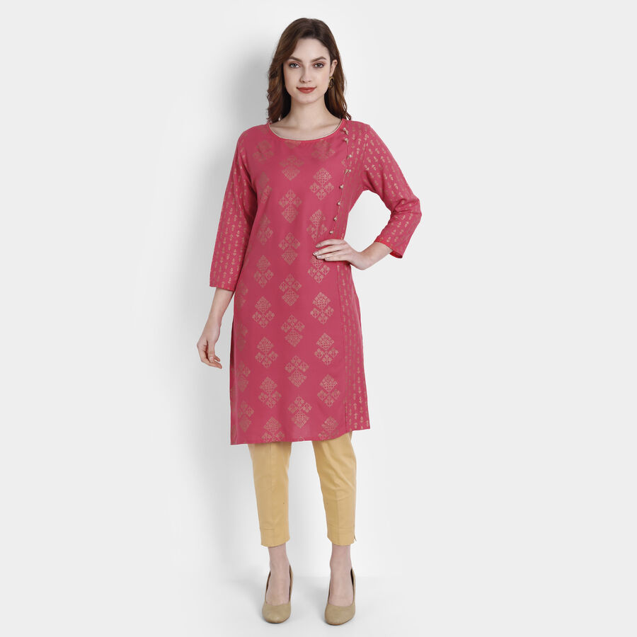 Printed Straight Kurta, Coral, large image number null