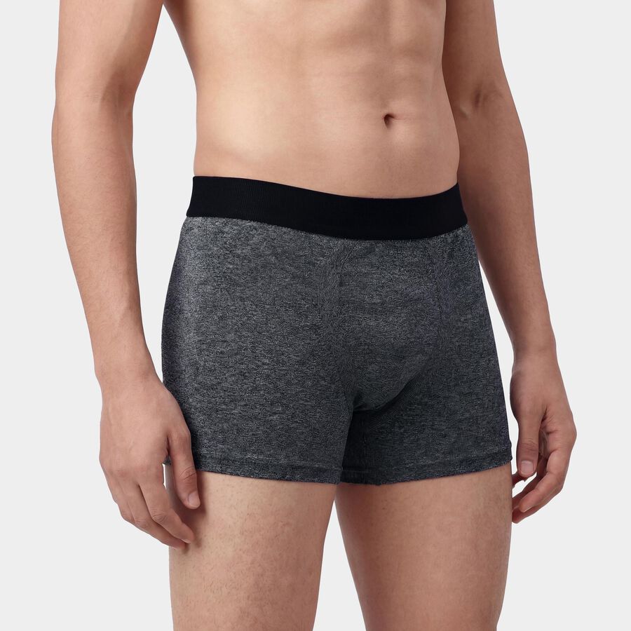 Men's Dark Grey Regular Fit Elasticated Trunks, Dark Grey, large