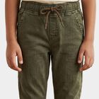 Boys' Olive Green Straight Fit Drawstring Waist Jeans, ओलिव, small