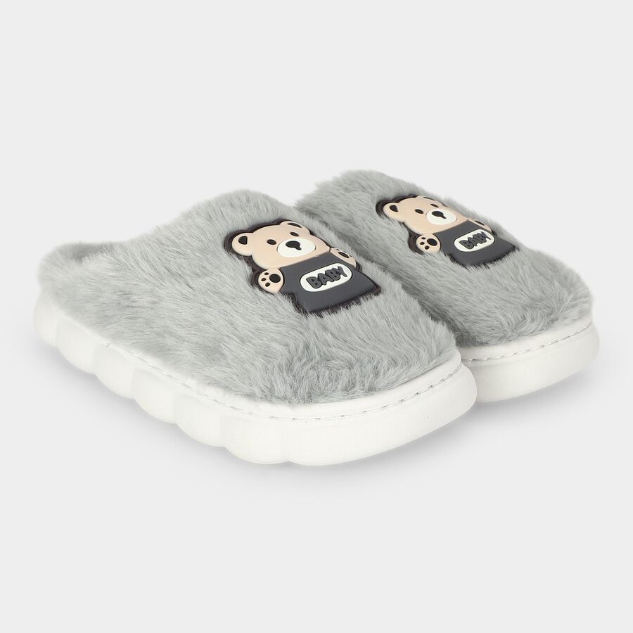 Boys' Grey Slip-On House Slippers, Grey, large