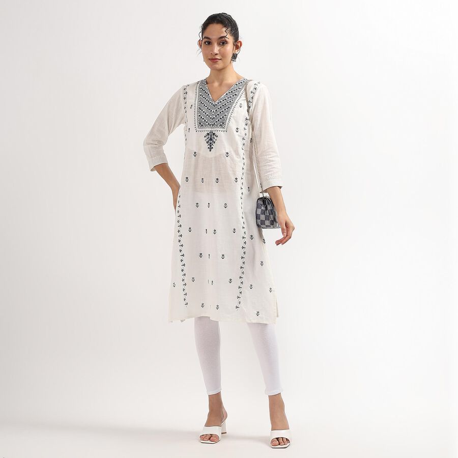 Ladies' 100% Cotton Kurta , Off White, large image number null