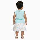Infants Pastel Blue Cotton Sleeveless Top and Printed Skirt Set, एक्वा, small
