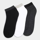 Men's Black, White, and Grey Ribbed Ankle Socks, Black, small image number null