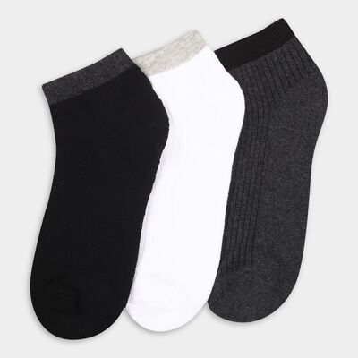 Men's Black, White, and Grey Ribbed Ankle Socks