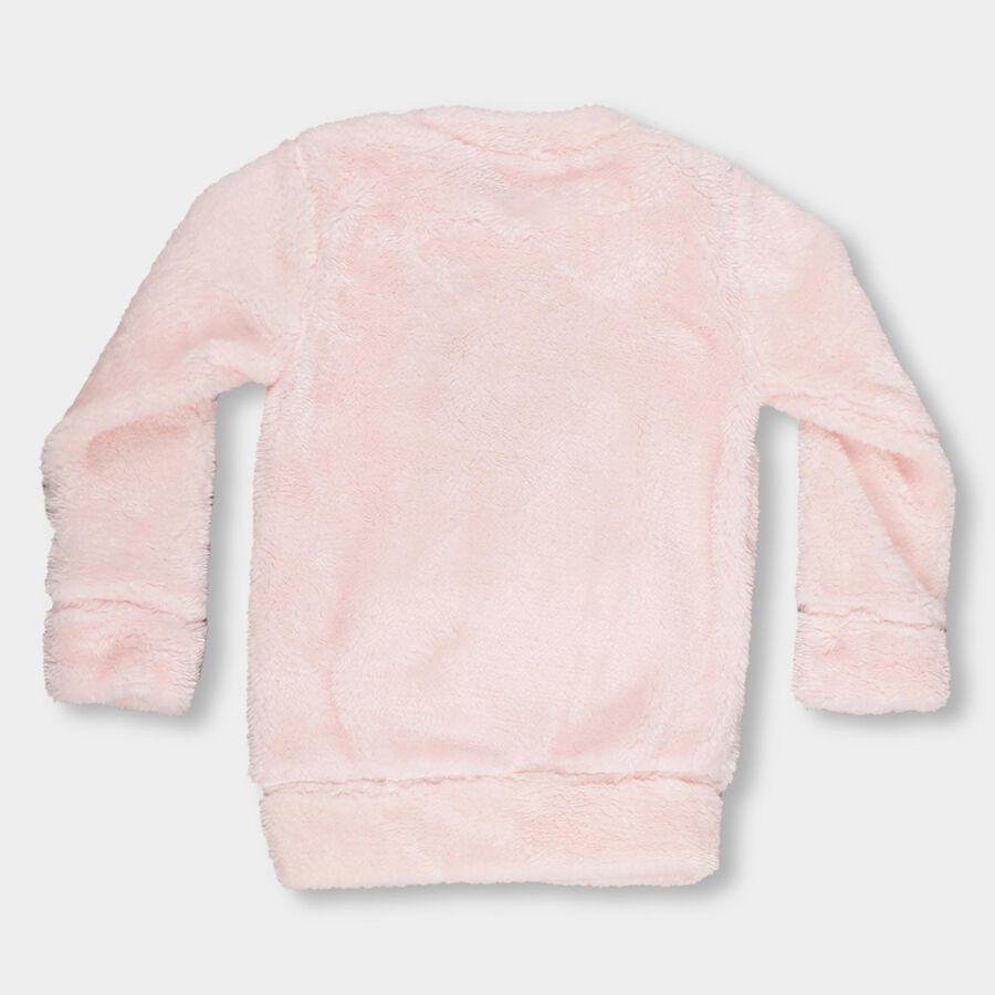 Girls Light Pink Crew Neck Fleece Sweatshirt, Light Pink, large image number null