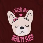 Girls Wine Round Neck Cat Graphic Printed Night Suit, वाइन, small