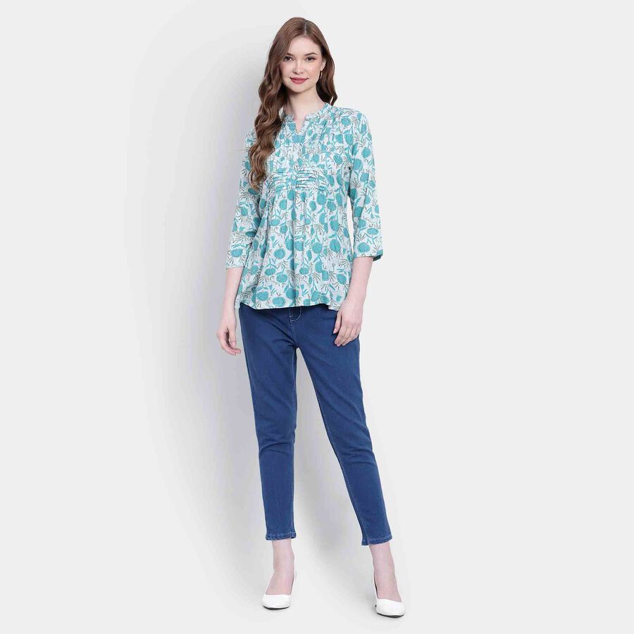 Printed Kurta, Light Blue, large image number null