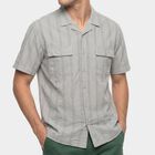 Men's Grey Cotton Casual Shirt, Light Grey, small