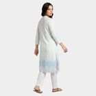 Women's Light Blue Mandarin Collar Printed Straight Kurta, हल्का नीला, small