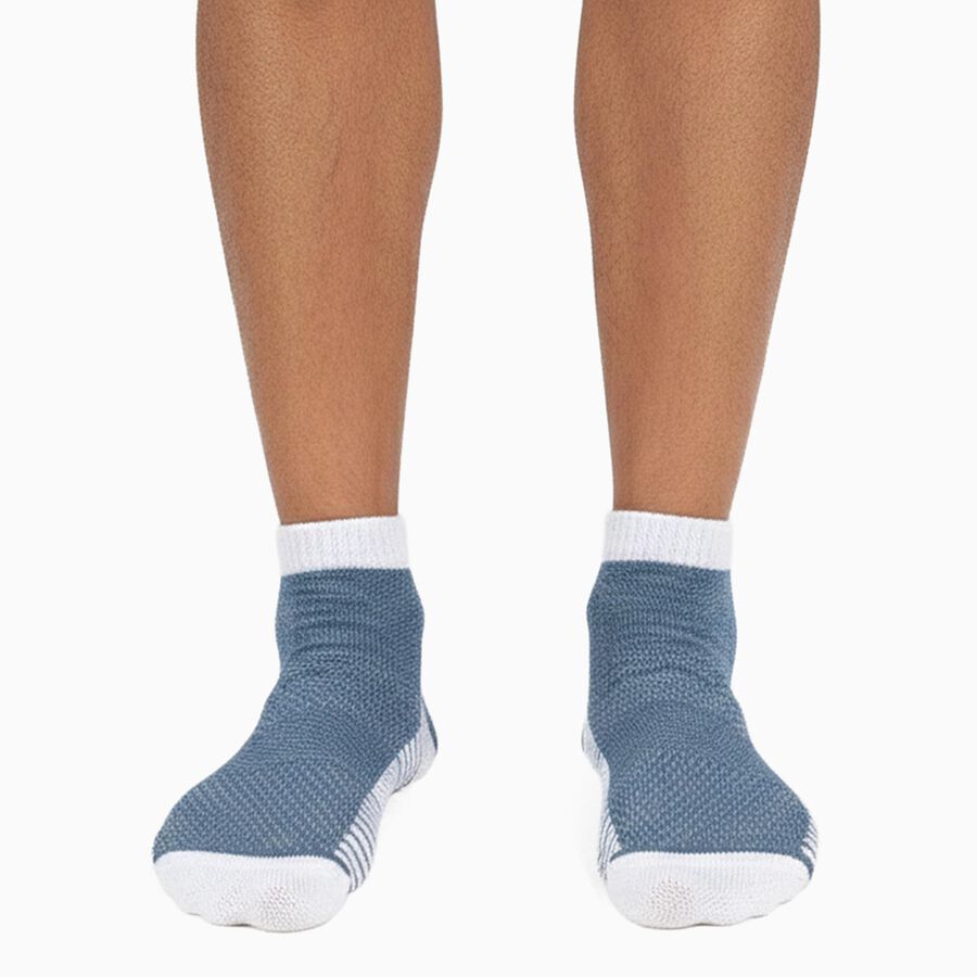 Men's Ankle Length Socks Pack of 3 ( White, Blue, Black ), मध्यम नीला, large