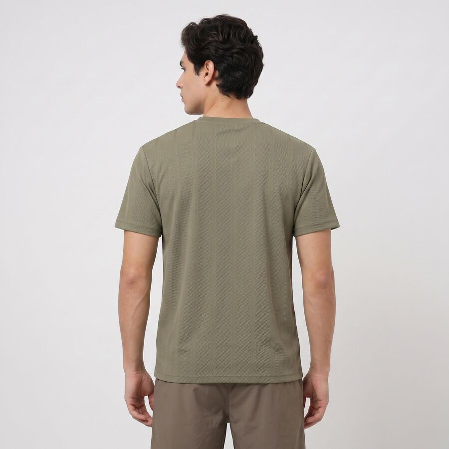 Men's Olive Green Round Neck Regular T-Shirt, Olive, large