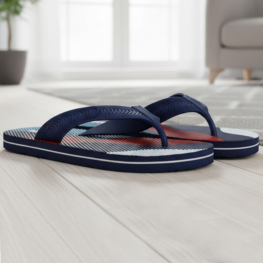 Men's Navy Blue Slip-On Flip-Flops, नेवी ब्लू, large