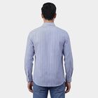 Men's Blue Cotton Classic Collar Casual Shirt, Mid Blue, small