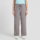 Women's Grey Wide Leg Drawstring Track Pants, Dark Grey, small