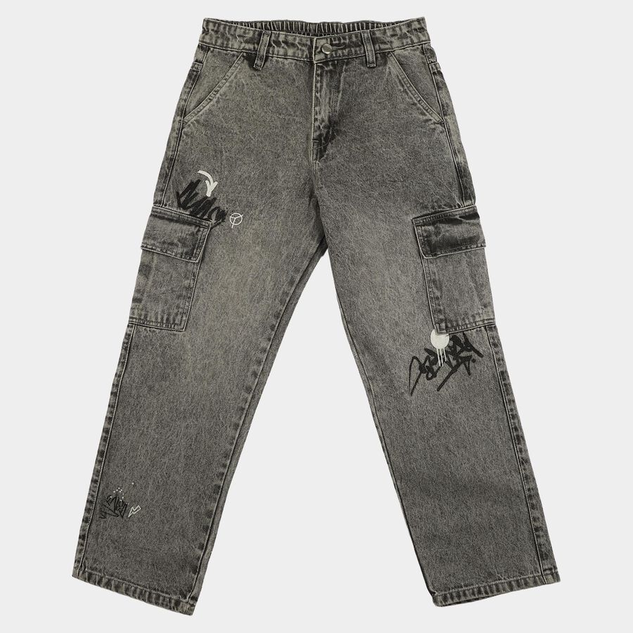 Boys' Grey Regular Fit Classic Jeans, हल्का ग्रे, large