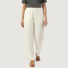 Women's Off White Regular Fit Solid Palazzos, Off White, small
