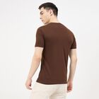 Men's Brown Round Neck Graphic Printed T-Shirt, Brown, small