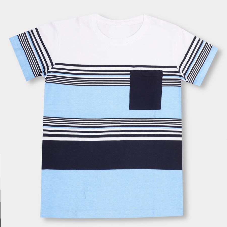 Boys' 100% Cotton Half Sleeves T-Shirt , Light Blue, large image number null