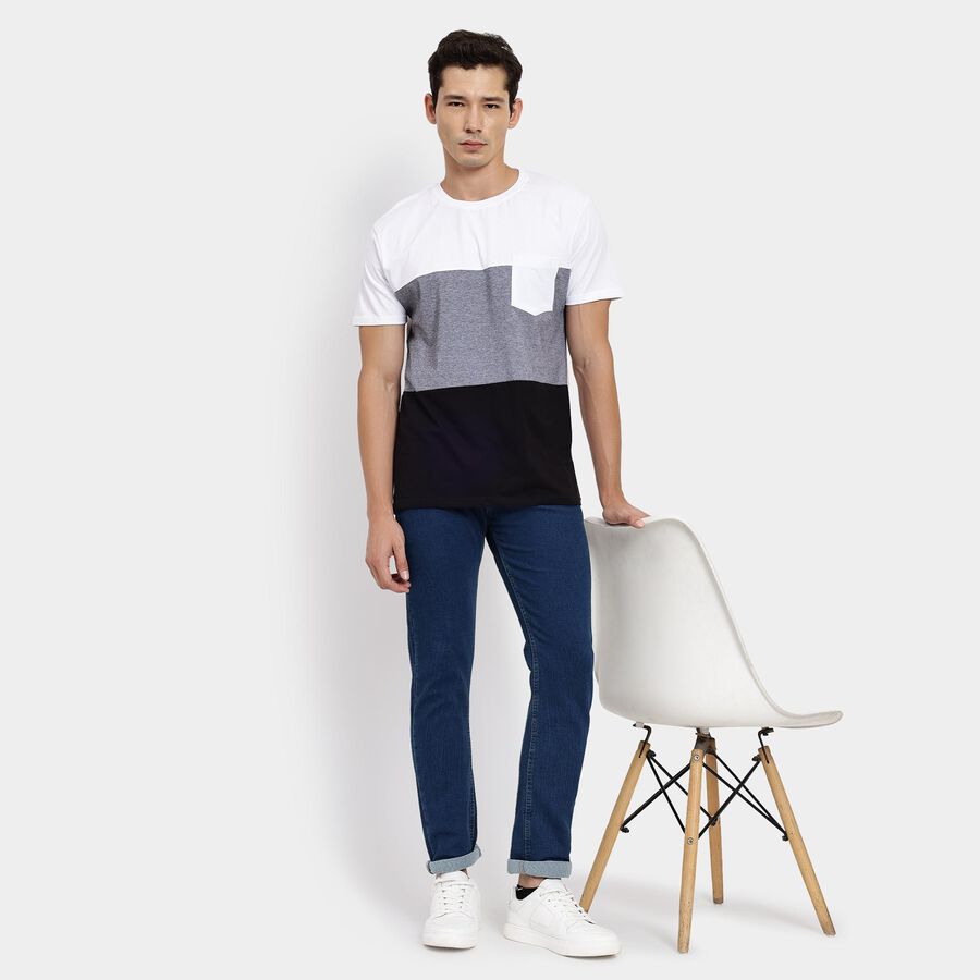 Men's 100% Cotton Round Neck Half Sleeves T-Shirt, White, large image number null