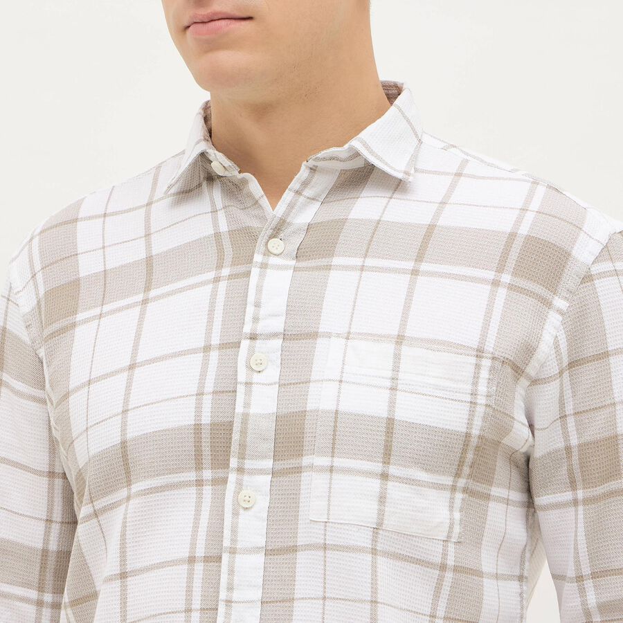 Men's Muted Beige Classic Casual Shirt, Beige, large