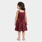 Girls' Maroon Fit and Flare Bow Detail Party Wear Frock, वाइन, small