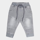 Infants Heavy Wash with Embr Rib Waist W Suspende Jeans, Light Grey, small image number null