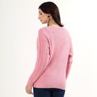 Women's Soft Pink Round Neck Casual Pullover, गुलाबी, small image number null