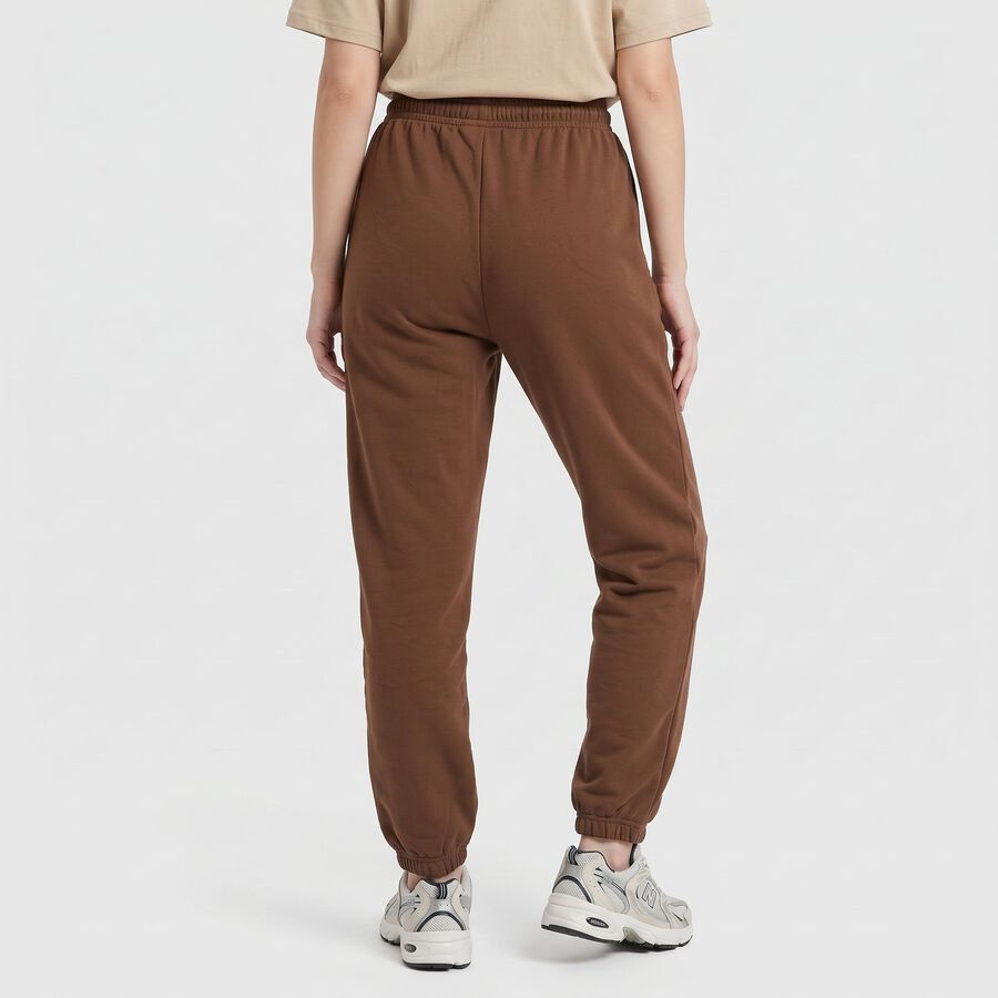 Women's Brown Jogger Fit Drawstring Track Pants, Brown, large
