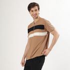 Men's Muted Beige Henley Neck Casual T-Shirt, गहरा पीला, small image number null