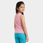 Girls Pink Cotton Round Neck Sleeveless Vest, गुलाबी, small