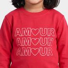 Girls' Fuchsia Crew Neck Graphic Print Sweatshirt, Fuchsia, small