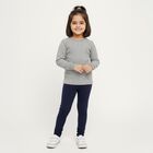 Girls Muted Mauve Pink Round Neck Thermal Upper, Melange Mid Grey, small image number null