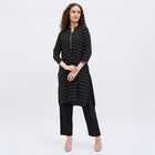 Women's Black Round Neck Solid Kurta, काला, small image number null