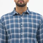 Men's Muted Steel Blue Cotton Full Sleeve Spread Collar Casual Shirt, रॉयल ब्लू, small image number null