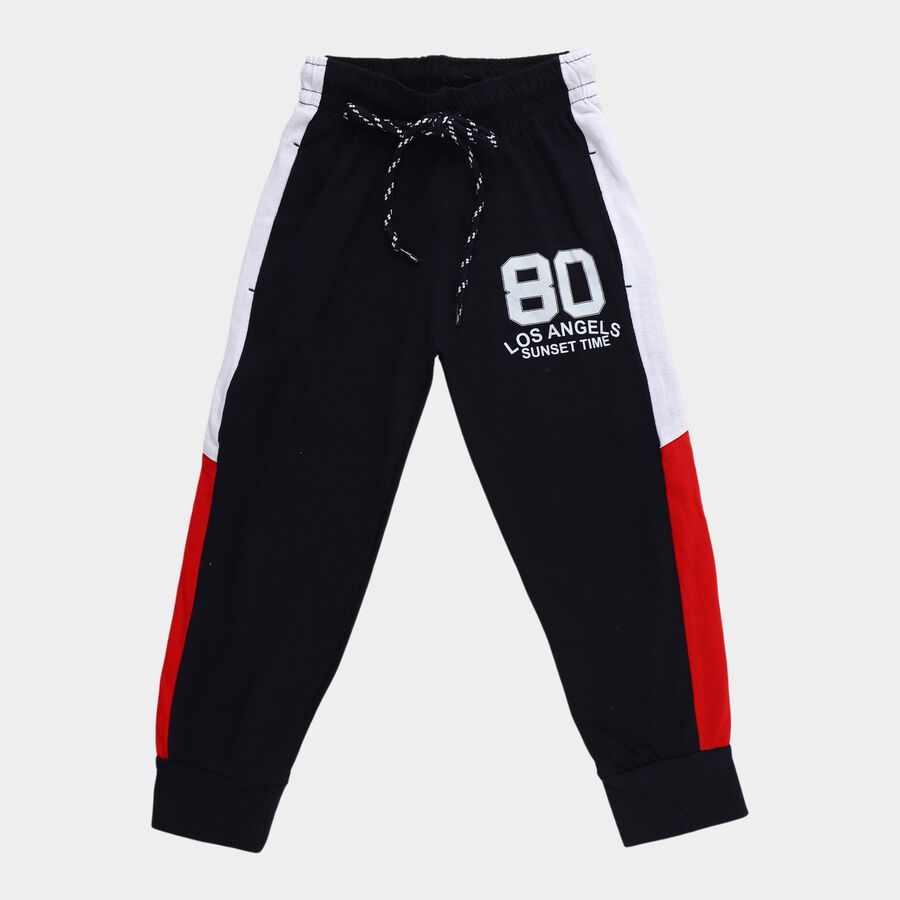 Boys' Navy Blue Regular Fit Colour Blocked Pyjama, Navy Blue, large