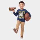 Boys' Navy Blue Cotton Blend Round Neck Regular Boys T-Shirt, नेवी ब्लू, small