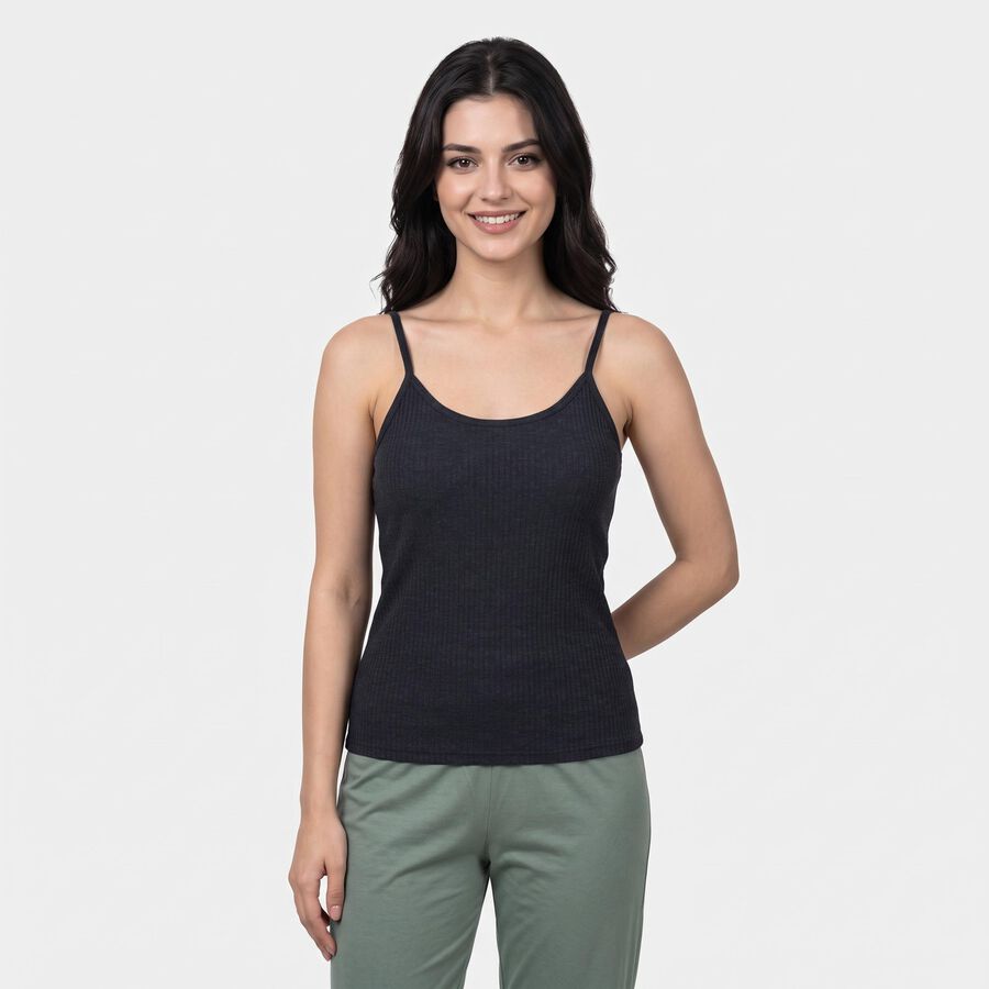 Women's Navy Blue Sleeveless Camisole Thermal, मध्यम नीला, large