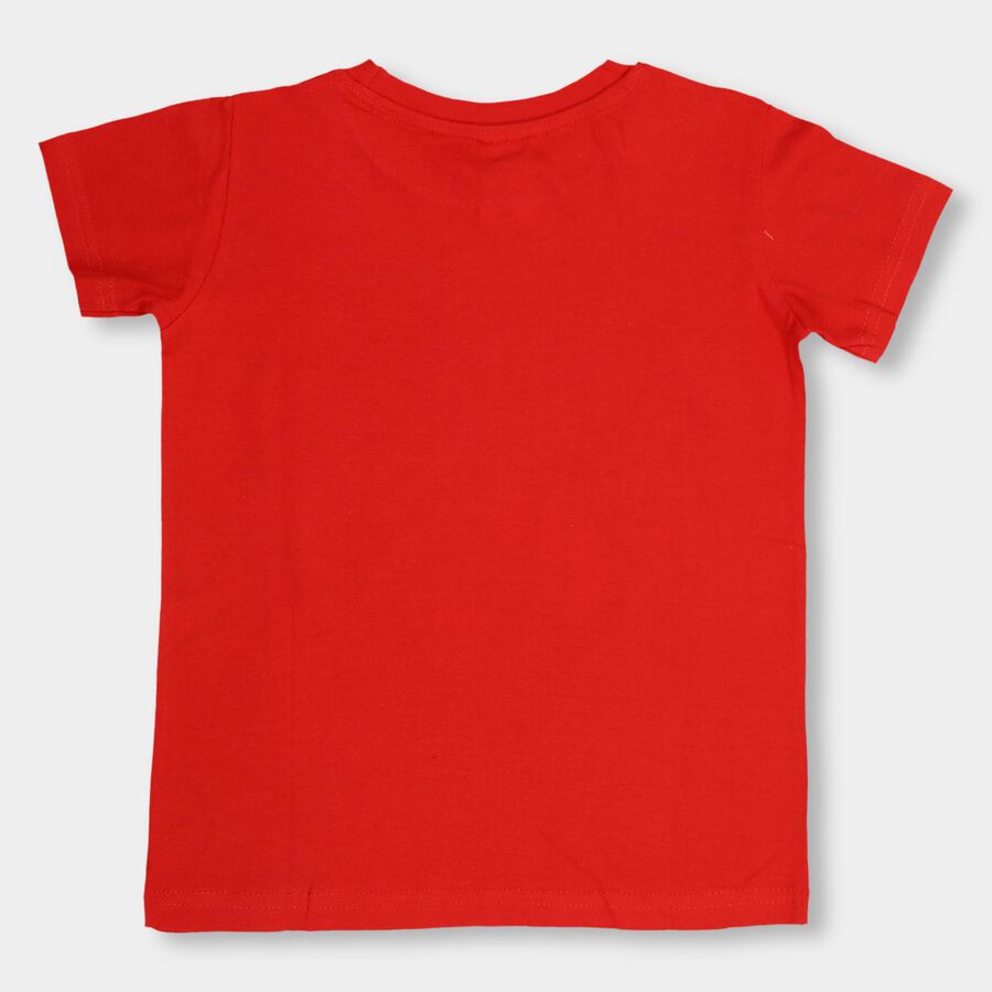 Boys' 100% Cotton Half Sleeves T-Shirt , Red, large image number null