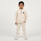Boys' Beige Mandarin Collar Solid Baba Suit, Beige, small image number null