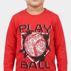 Boys Red Crew Neck Graphic Print Baba Suit, Red, small