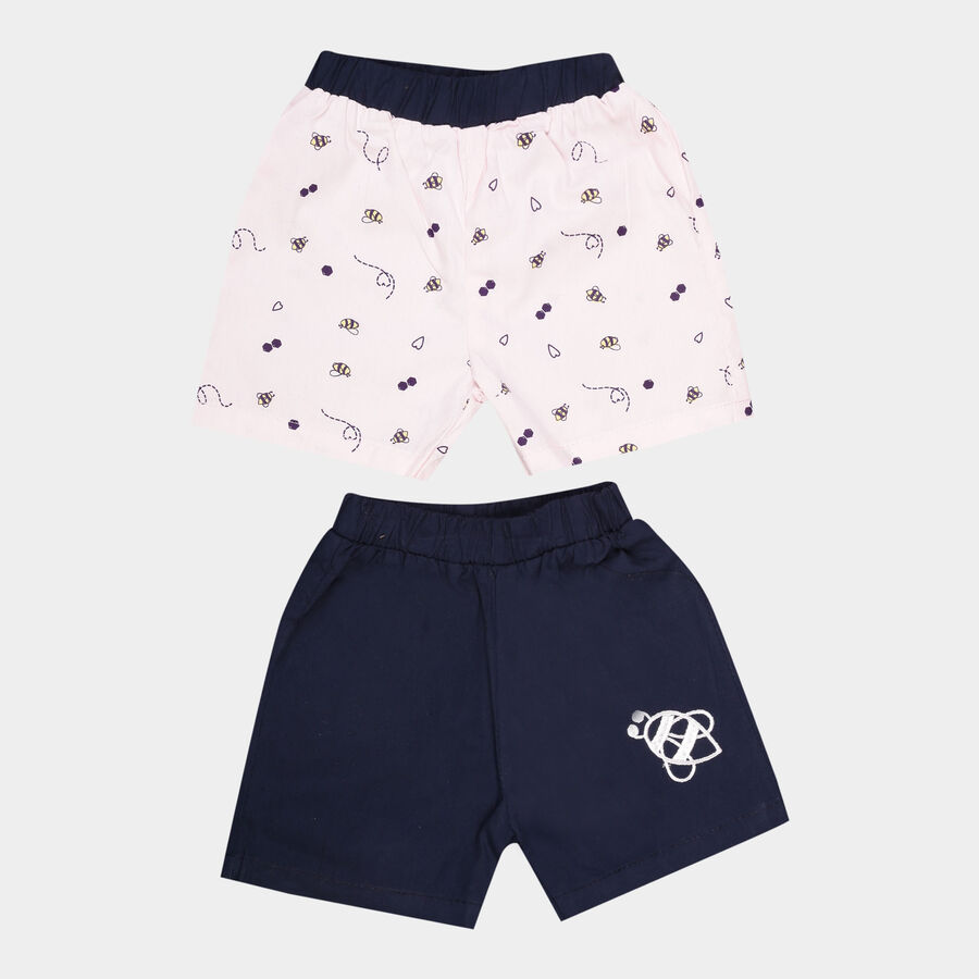 Infants Cotton Printed Half Pant, Pink, large image number null