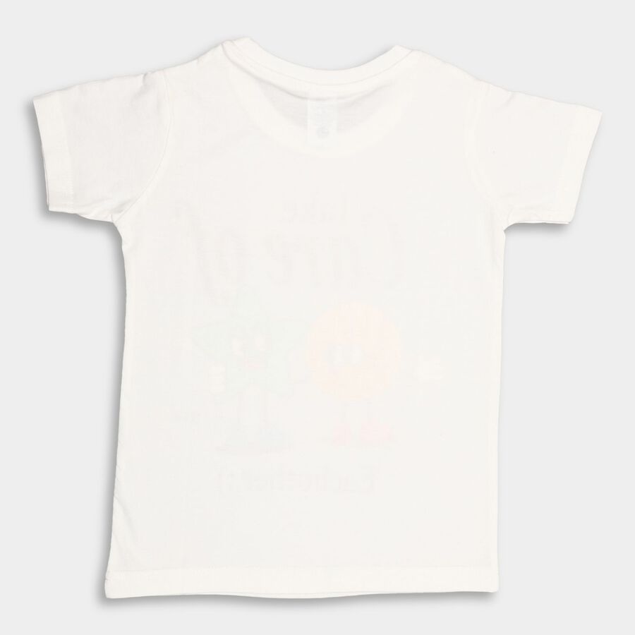 Boy's 100% Cotton Half Sleeves T-Shirt , Off White, large image number null