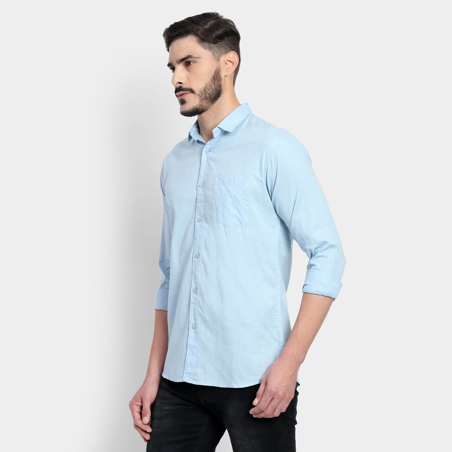 Men's 100% Cotton Casual Shirt, Light Blue, large image number null